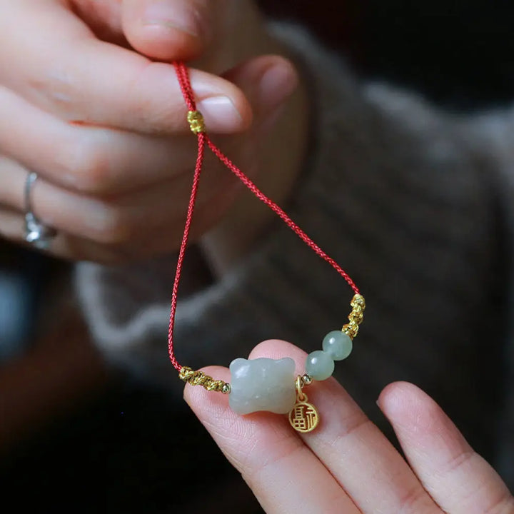 BWOOOH Chinese Zodiac Tiger Jade Prosperity Red String Bracelet - Chinese Zodiac Tiger&amp;Jade(Wrist Circumference