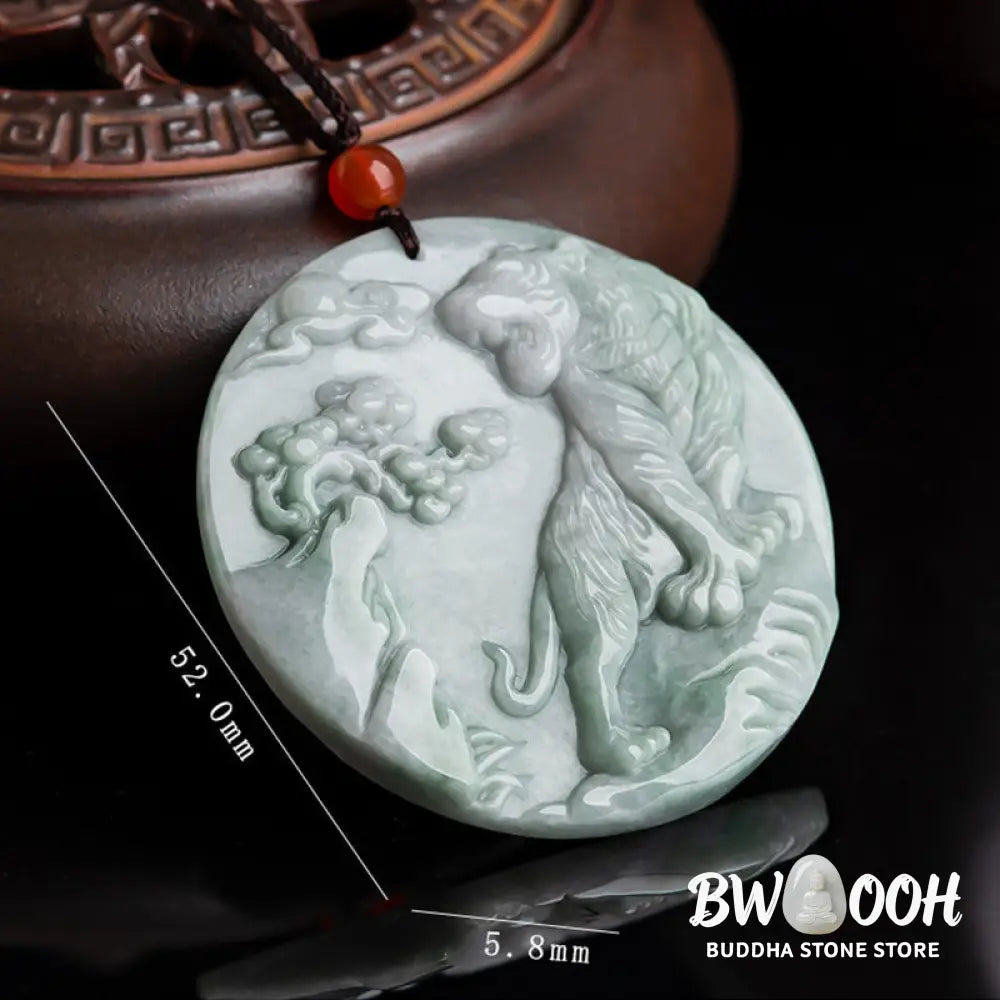 Buddha Stones Chinese Zodiac Tiger Jade Protection Necklace String Pendant - BWOOOH - Jade - Necklaces &amp; Pendants