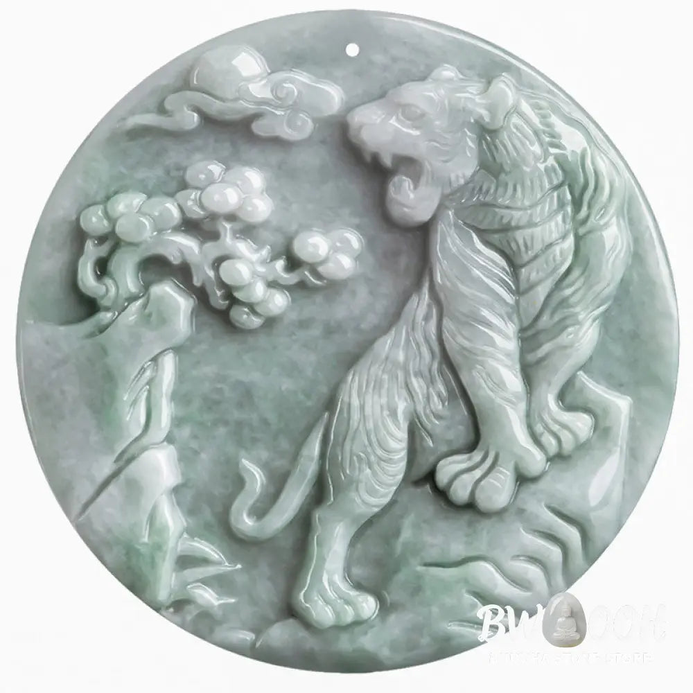 Buddha Stones Chinese Zodiac Tiger Jade Protection Necklace String Pendant - BWOOOH - Jade - Necklaces &amp; Pendants