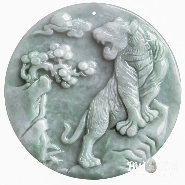 Buddha Stones Chinese Zodiac Tiger Jade Protection Necklace String Pendant - BWOOOH - Jade - Necklaces &amp; Pendants