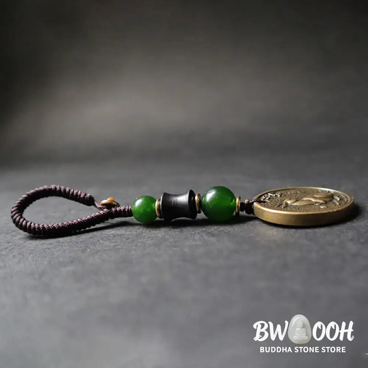 Buddha Stones Chinese Zodiac Year Of The Horse Bagua Fu Character Copper Brass Balance Key Chain - Key Chain