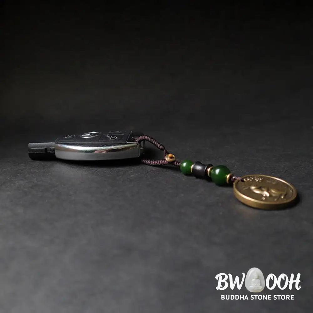Buddha Stones Chinese Zodiac Year Of The Horse Bagua Fu Character Copper Brass Balance Key Chain - Key Chain