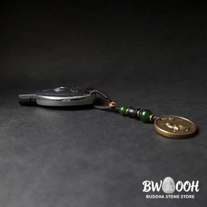 Buddha Stones Chinese Zodiac Year Of The Horse Bagua Fu Character Copper Brass Balance Key Chain - Key Chain