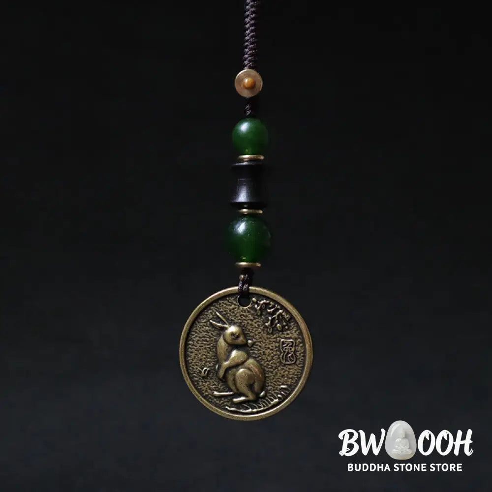 Buddha Stones Chinese Zodiac Year Of The Horse Bagua Fu Character Copper Brass Balance Key Chain - Key Chain