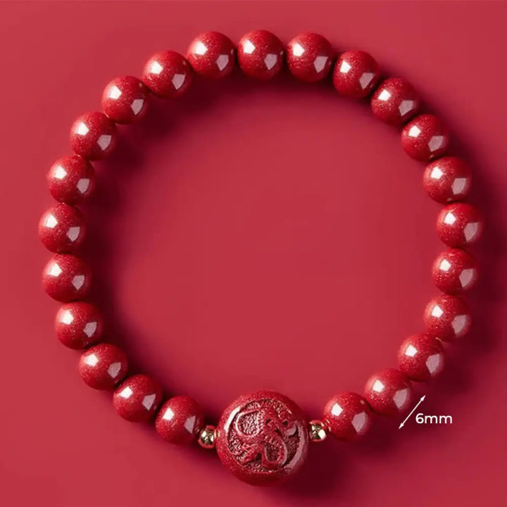 Buddha Stones Chinese Zodiac Year Of The Horse Carved Cinnabar Peaceful Blessing Bracelet - 6mm Snake - Bracelet