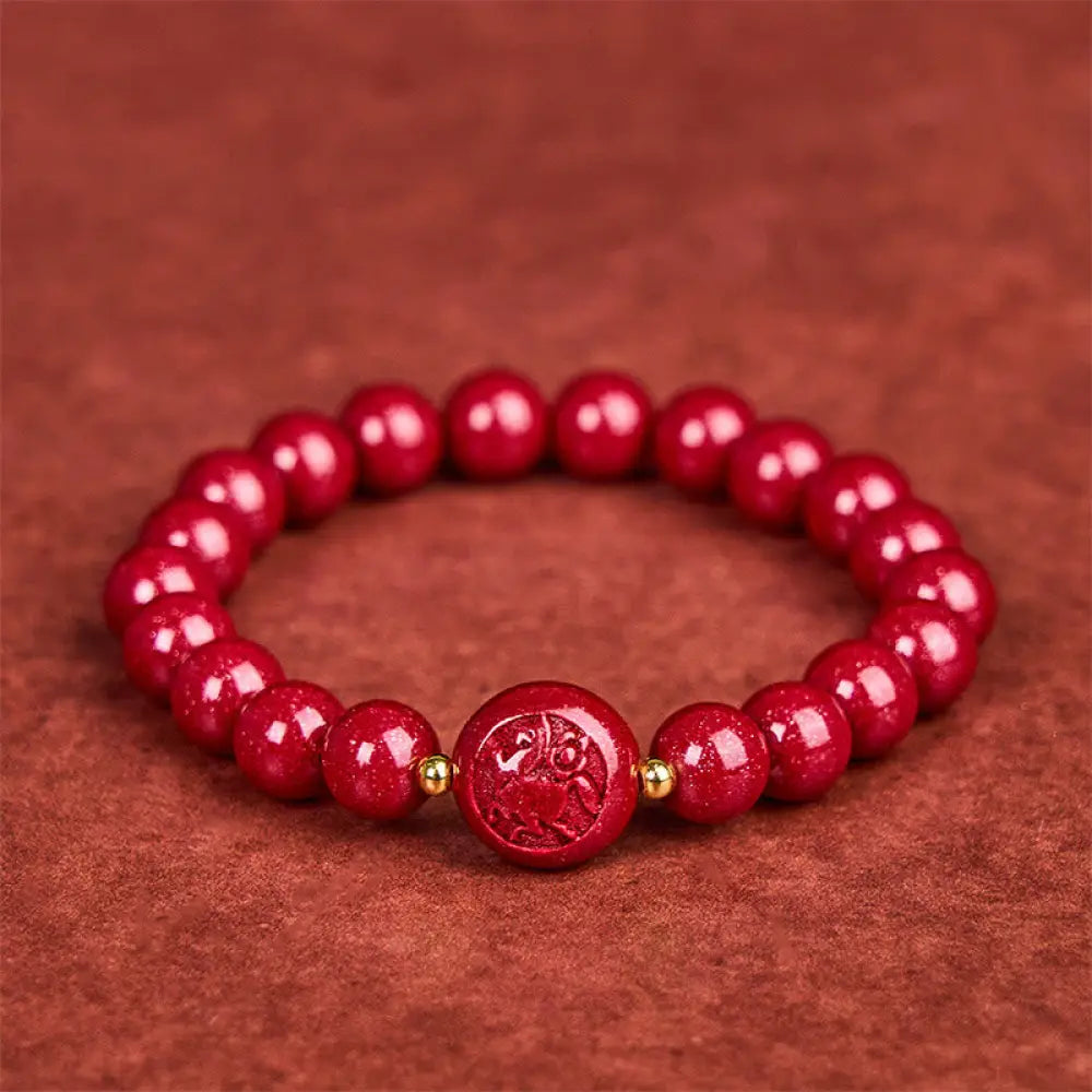 BWOOOH Chinese Zodiac Year Of The Horse Carved Cinnabar P