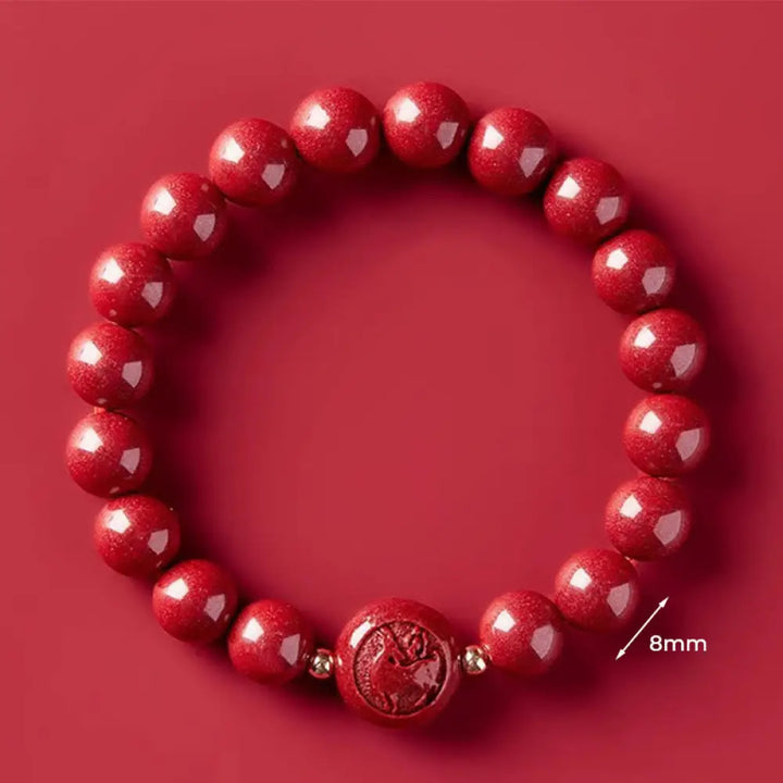 Buddha Stones Chinese Zodiac Year Of The Horse Carved Cinnabar Peaceful Blessing Bracelet - 8mm Goat - Bracelet