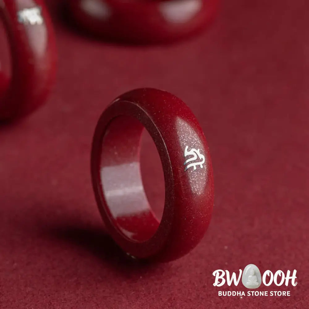 Buddha Stones Chinese Zodiac Year Of The Horse Cinnabar Blessing Ring - Ring