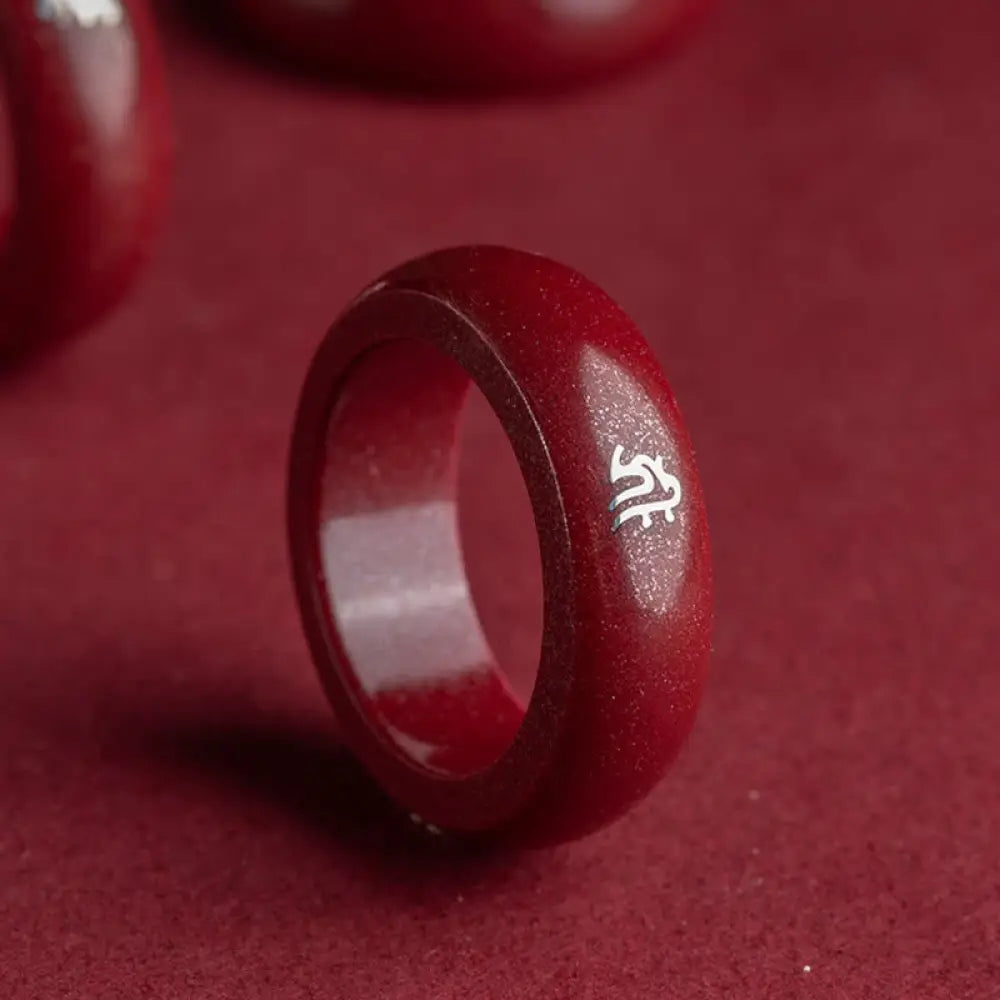 BWOOOH Chinese Zodiac Year Of The Horse Cinnabar Blessing Ring — Cinnabar Tibetan bracelet for spiritual healing and mindf...