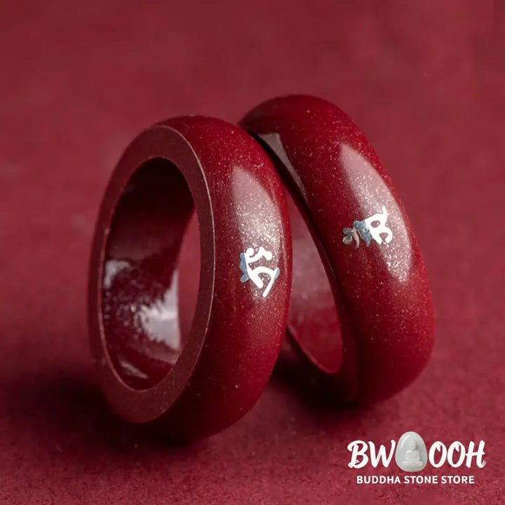 Buddha Stones Chinese Zodiac Year Of The Horse Cinnabar Blessing Ring - Ring