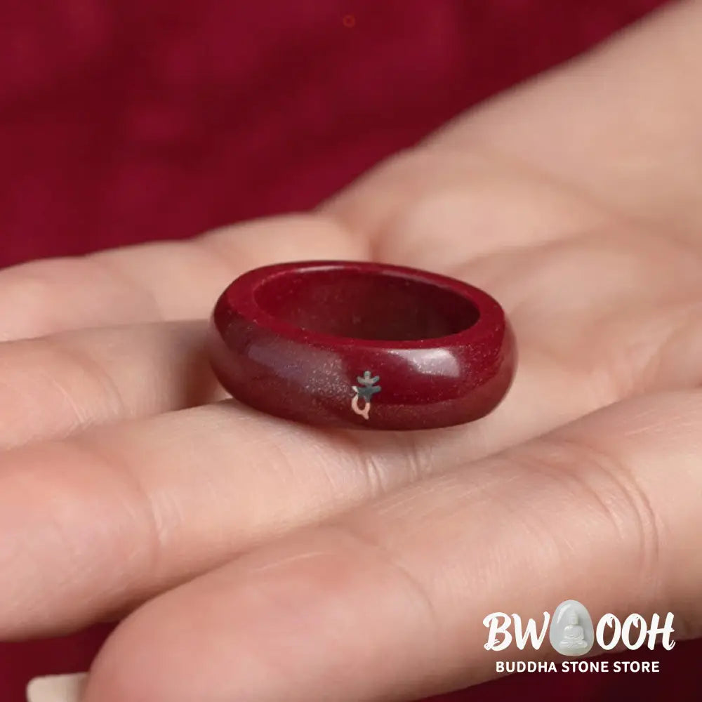 Buddha Stones Chinese Zodiac Year Of The Horse Cinnabar Blessing Ring - Ring