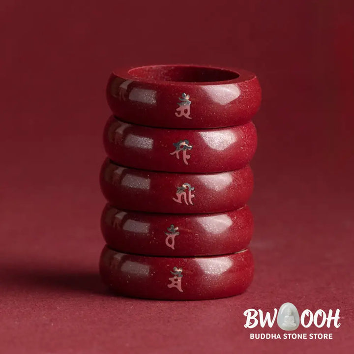 Buddha Stones Chinese Zodiac Year Of The Horse Cinnabar Blessing Ring - Ring