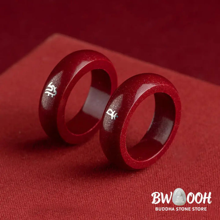 Buddha Stones Chinese Zodiac Year Of The Horse Cinnabar Blessing Ring - Ring
