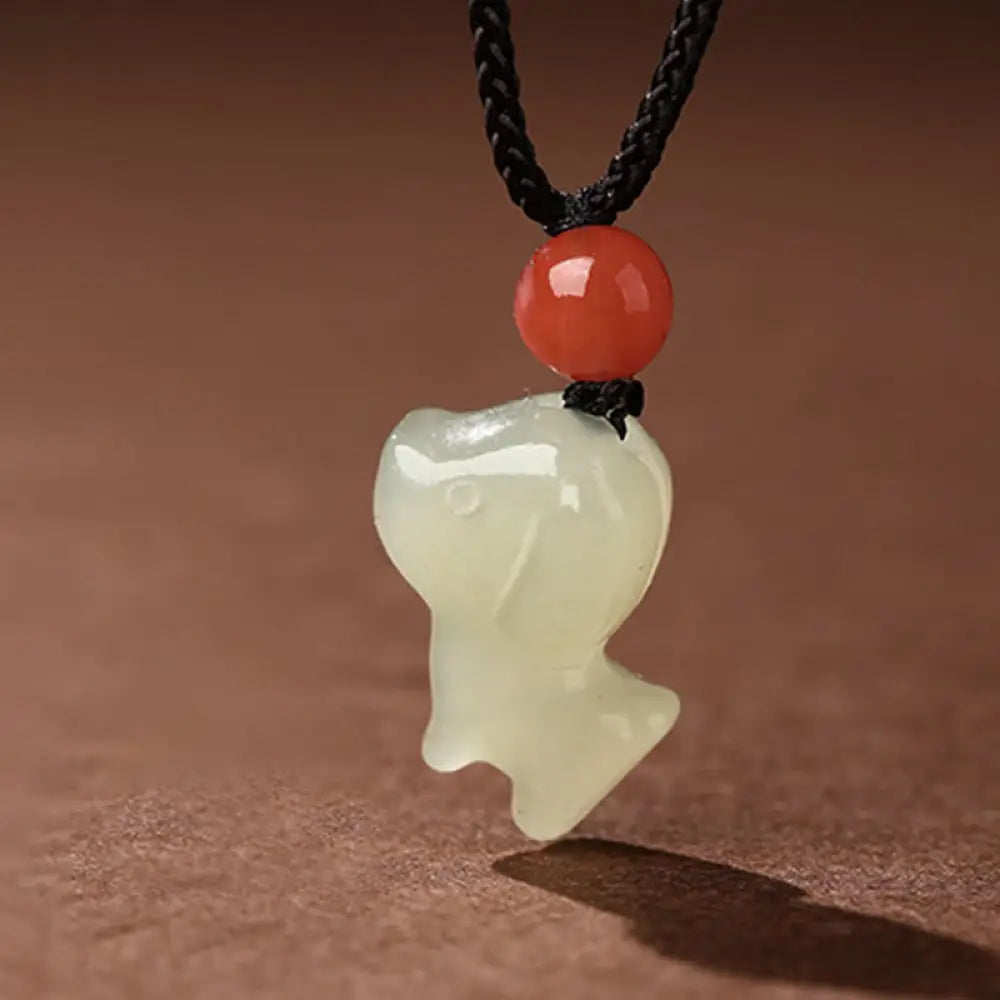 Buddha Stones Chinese Zodiac Year Of The Horse Jade South Red Agate Prosperity Necklace Pendants - BWOOOH - Dog