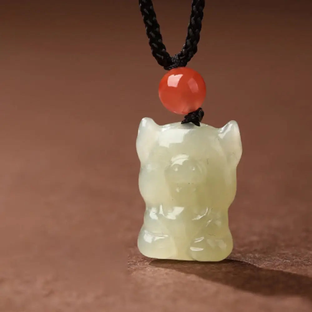 Buddha Stones Chinese Zodiac Year Of The Horse Jade South Red Agate Prosperity Necklace Pendants - BWOOOH - Pig
