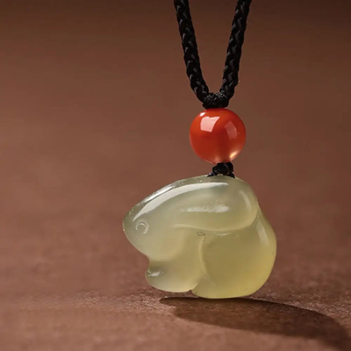 Buddha Stones Chinese Zodiac Year Of The Horse Jade South Red Agate Prosperity Necklace Pendants - BWOOOH - Rabbit