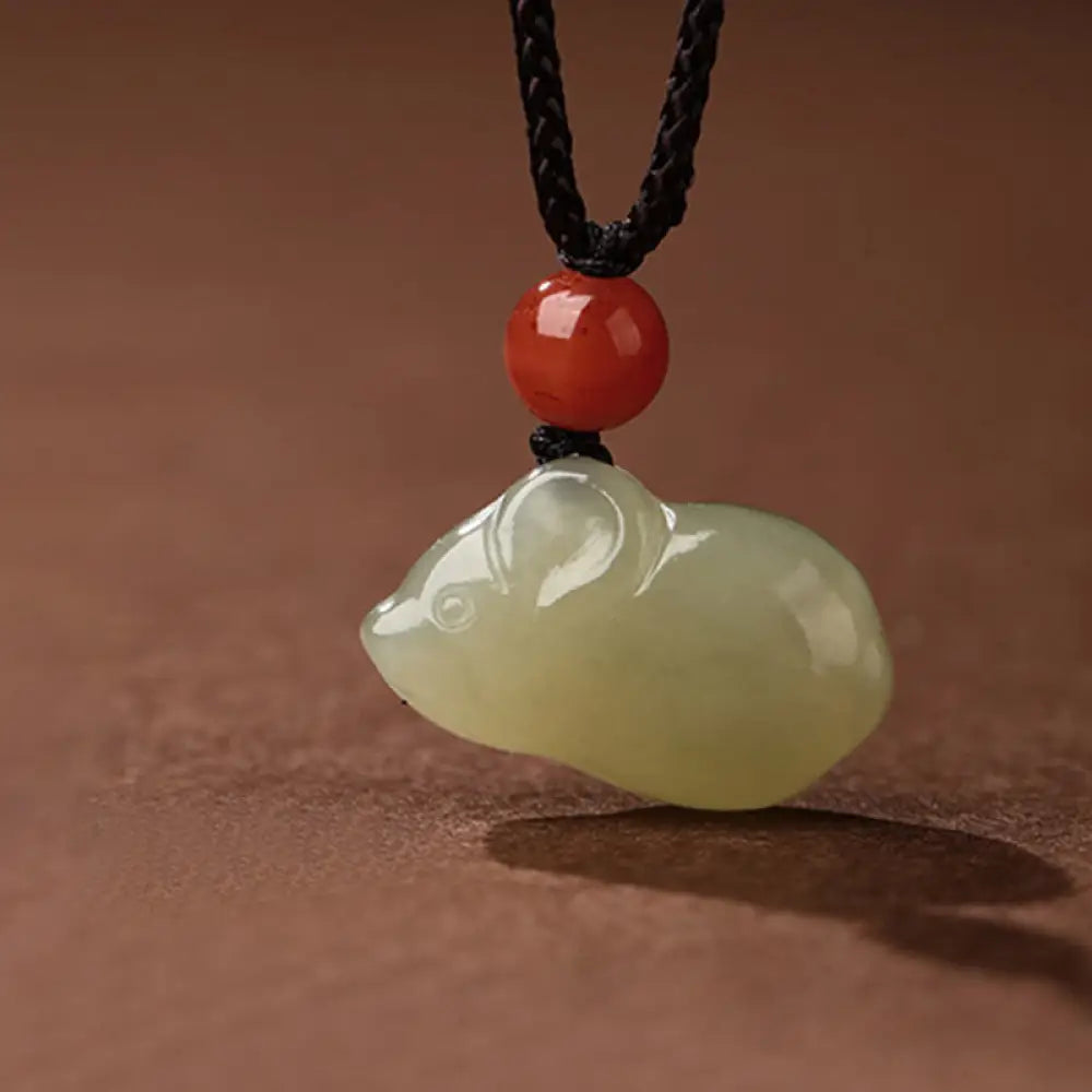 Buddha Stones Chinese Zodiac Year Of The Horse Jade South Red Agate Prosperity Necklace Pendants - BWOOOH - Rat