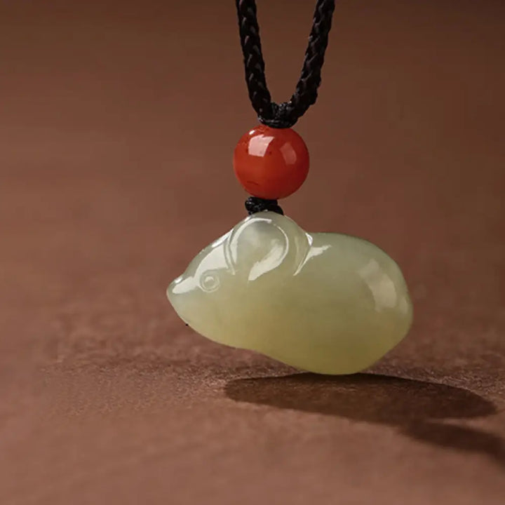 Buddha Stones Chinese Zodiac Year Of The Horse Jade South Red Agate Prosperity Necklace Pendants - BWOOOH - Rat