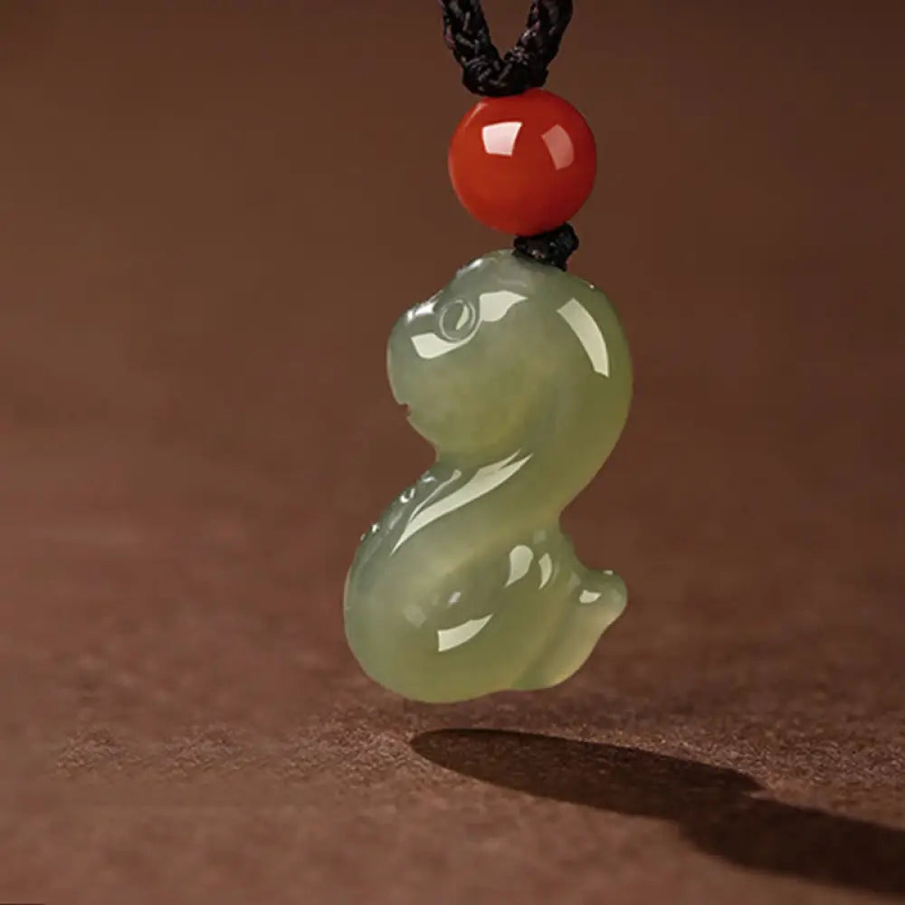 Buddha Stones Chinese Zodiac Year Of The Horse Jade South Red Agate Prosperity Necklace Pendants - BWOOOH - Snake