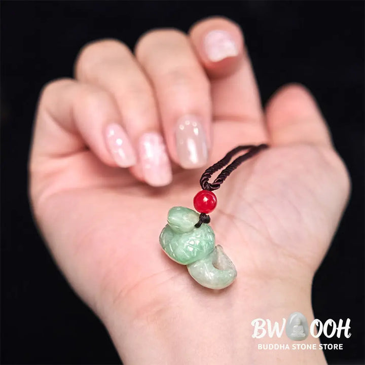 Buddha Stones Chinese Zodiac Year of the Snake Natural Jade Luck Necklace Pendant - BWOOOH - Snake - Necklaces &amp;