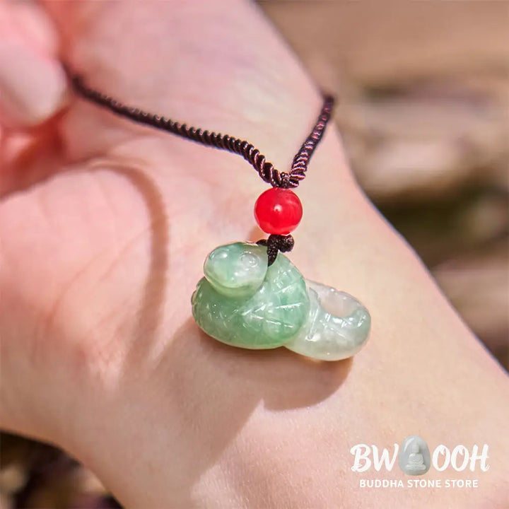Buddha Stones Chinese Zodiac Year of the Snake Natural Jade Luck Necklace Pendant - BWOOOH - Snake - Necklaces &amp;