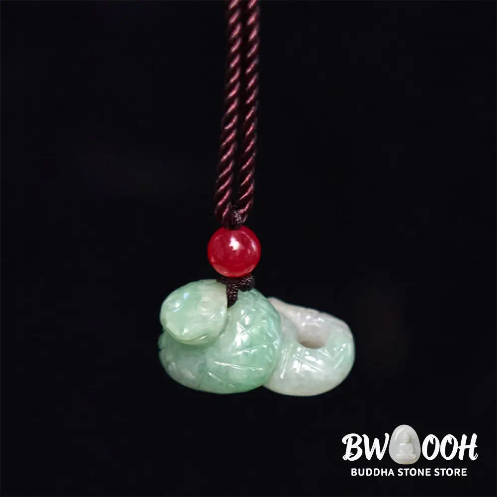 Buddha Stones Chinese Zodiac Year of the Snake Natural Jade Luck Necklace Pendant - BWOOOH - Snake - Necklaces &