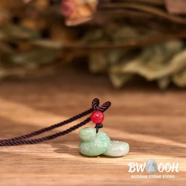 Buddha Stones Chinese Zodiac Year of the Snake Natural Jade Luck Necklace Pendant - BWOOOH - Snake - Necklaces &amp;