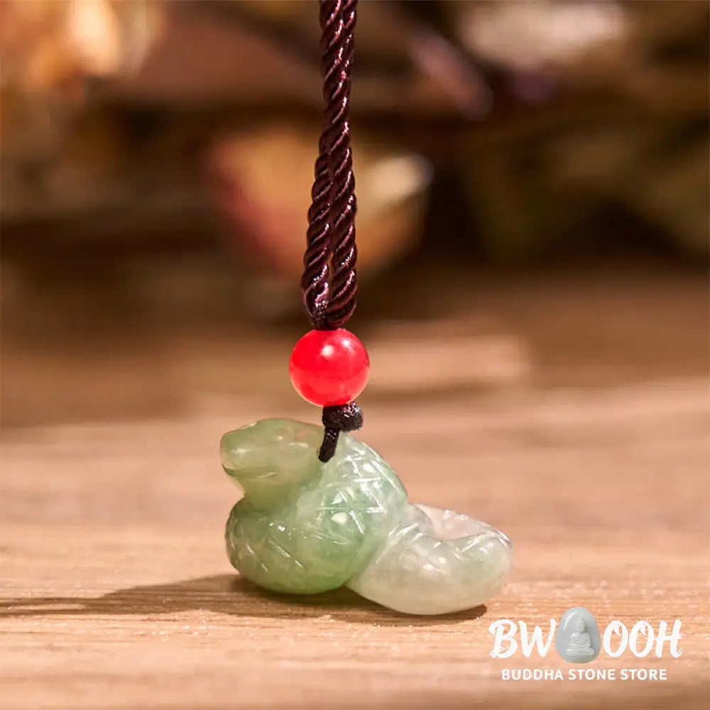 Buddha Stones Chinese Zodiac Year of the Snake Natural Jade Luck Necklace Pendant - BWOOOH - Snake - Necklaces &amp;