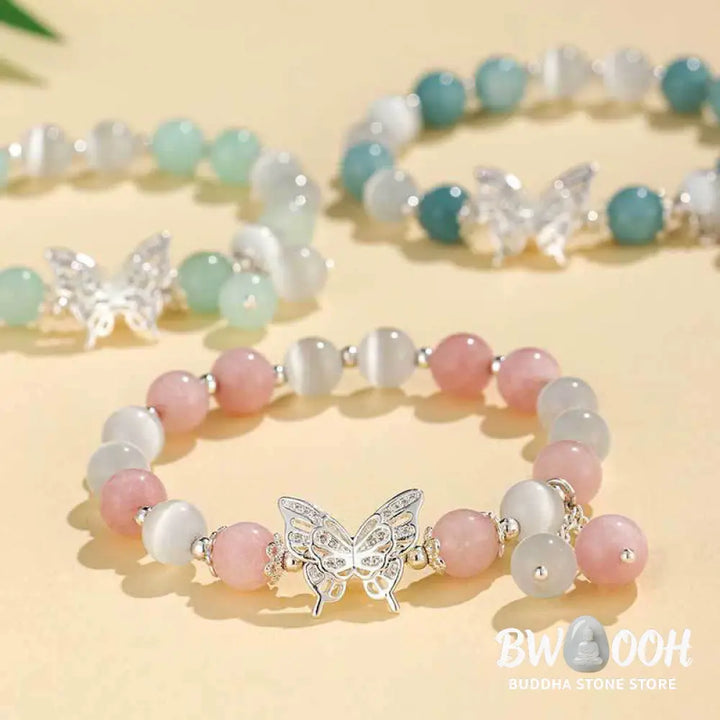 Buddha Stones Chrysoberyl Cat’s Eye Chalcedony Butterfly Love Bracelet - BWOOOH - Bracelet
