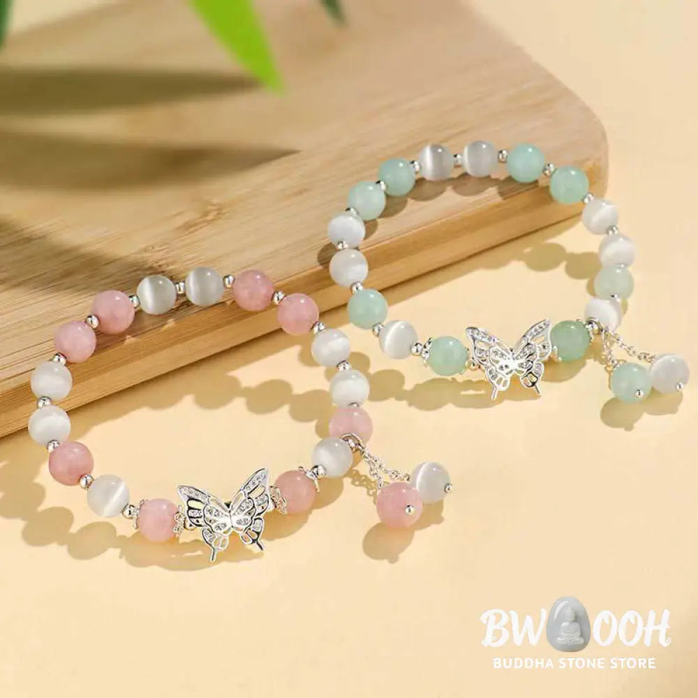 Buddha Stones Chrysoberyl Cat’s Eye Chalcedony Butterfly Love Bracelet - BWOOOH - Bracelet