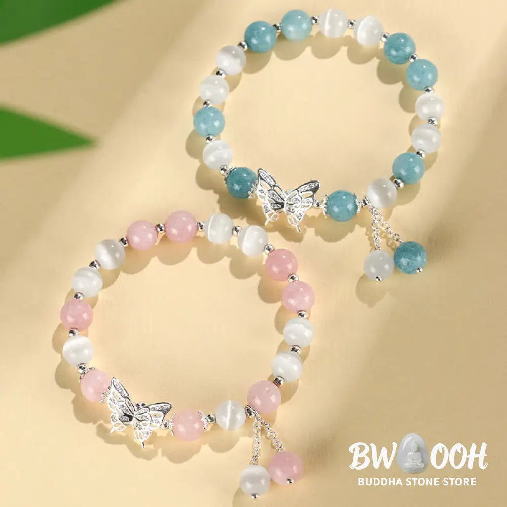 Buddha Stones Chrysoberyl Cat’s Eye Chalcedony Butterfly Love Bracelet - BWOOOH - Bracelet