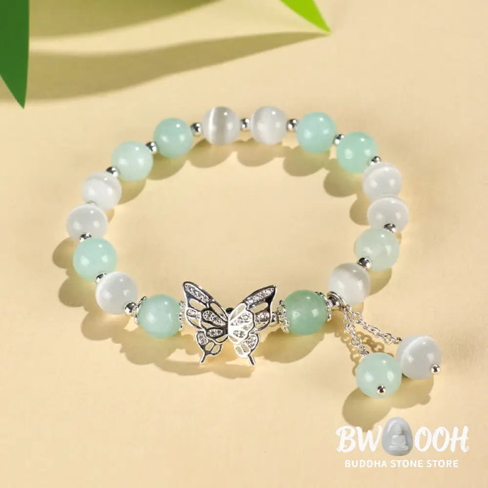Buddha Stones Chrysoberyl Cat’s Eye Chalcedony Butterfly Love Bracelet - BWOOOH - Bracelet