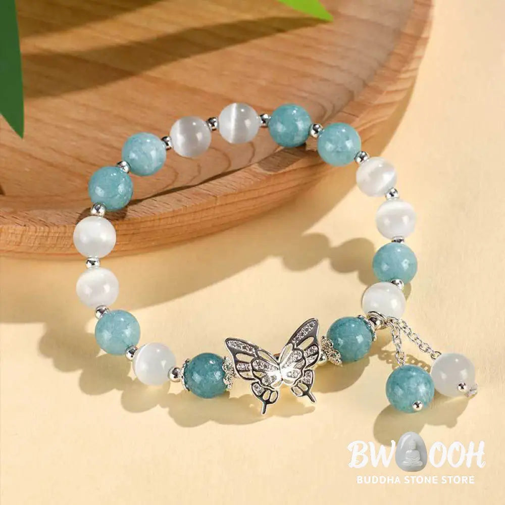 Buddha Stones Chrysoberyl Cat’s Eye Chalcedony Butterfly Love Bracelet - BWOOOH - Bracelet