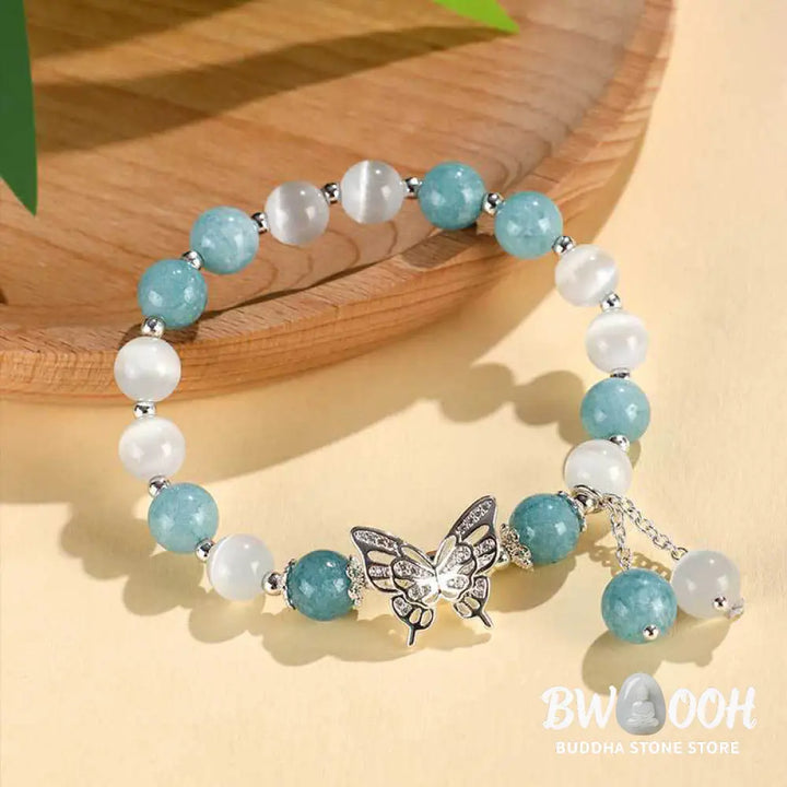 Buddha Stones Chrysoberyl Cat’s Eye Chalcedony Butterfly Love Bracelet - BWOOOH - Bracelet