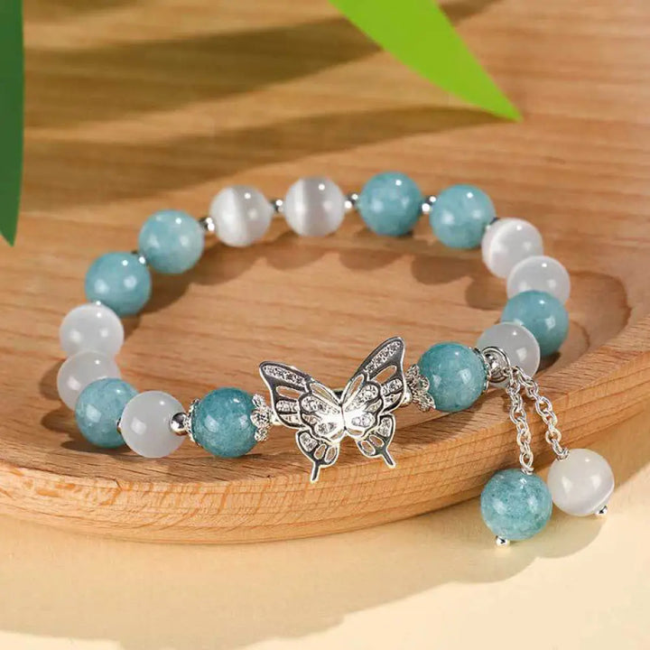 BWOOOH Chrysoberyl Cat’s Eye Chalcedony Butterfly Love Bracelet - BWOOOH - Cat’s Eye Blue Chalcedony(Wrist