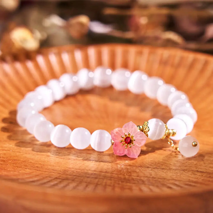 BWOOOH Chrysoberyl Cat’s Eye Pink Flowers Support Bracelet - BWOOOH - Cat’s Eye(Wrist Circumference: 14-17cm)