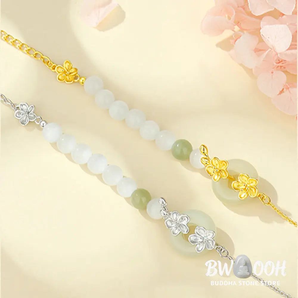 Buddha Stones Chrysoberyl Hetian Jade 999 Sterling Silver Love Bracelet - BWOOOH - Bracelet