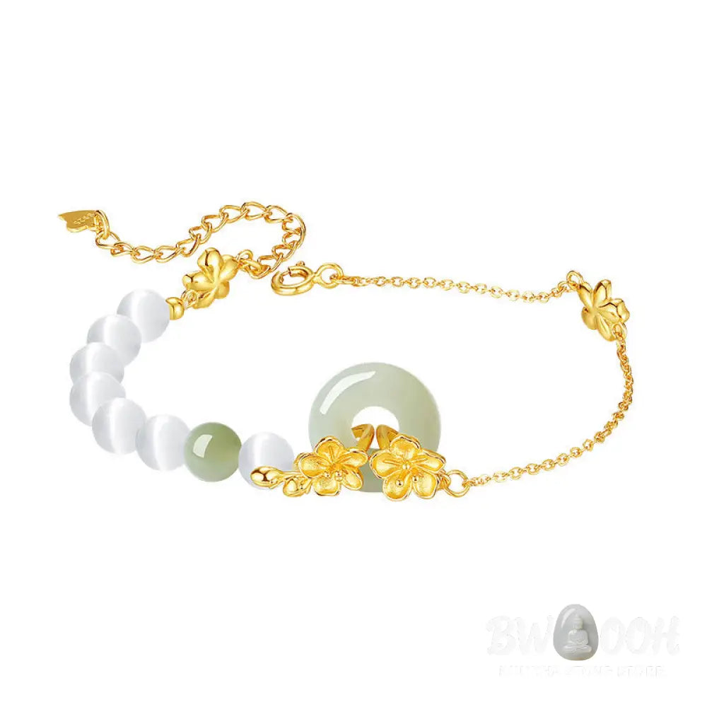 Buddha Stones Chrysoberyl Hetian Jade 999 Sterling Silver Love Bracelet - BWOOOH - Bracelet
