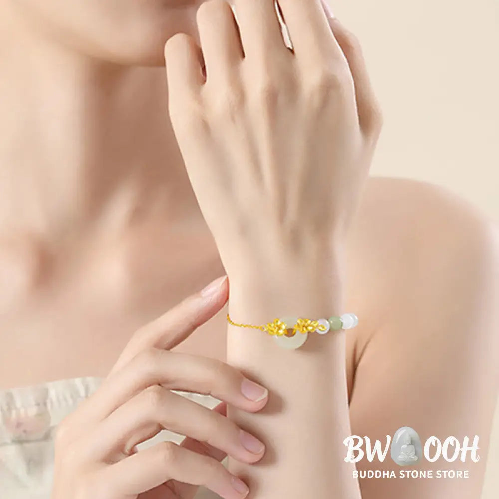 Buddha Stones Chrysoberyl Hetian Jade 999 Sterling Silver Love Bracelet - BWOOOH - Bracelet
