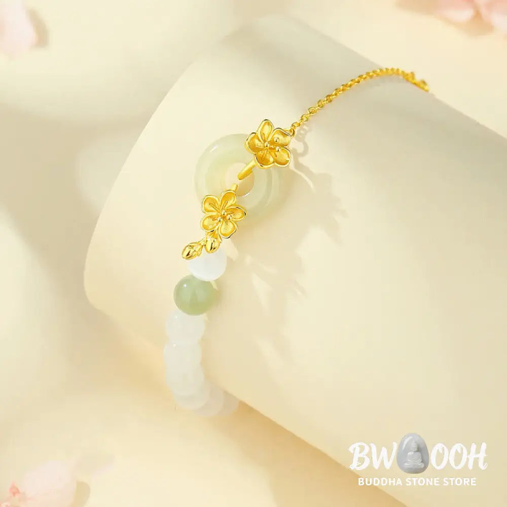 Buddha Stones Chrysoberyl Hetian Jade 999 Sterling Silver Love Bracelet - BWOOOH - Bracelet