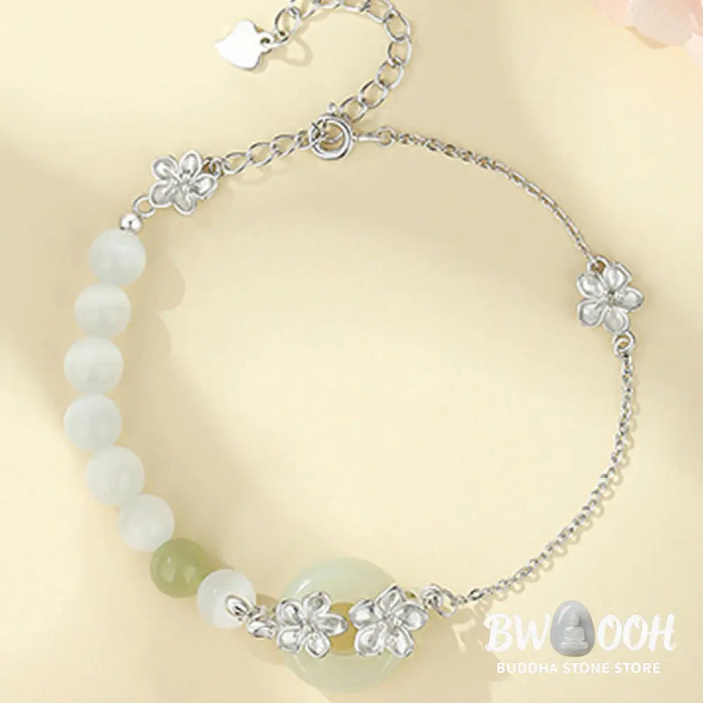 Buddha Stones Chrysoberyl Hetian Jade 999 Sterling Silver Love Bracelet - BWOOOH - Bracelet