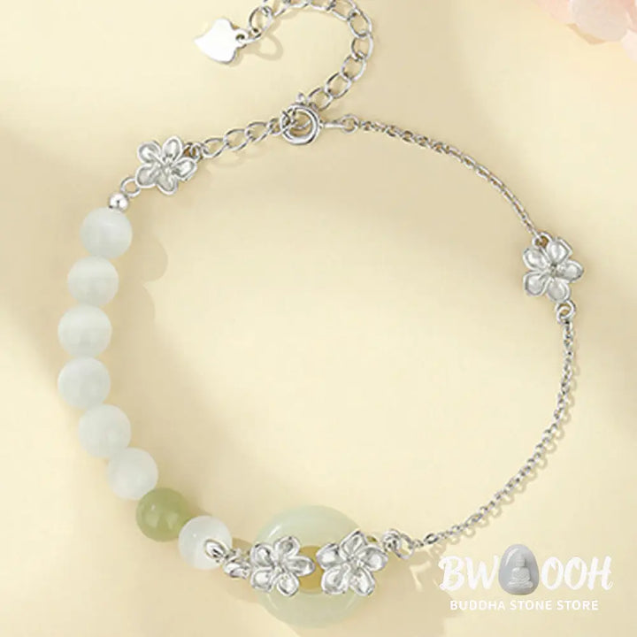 Buddha Stones Chrysoberyl Hetian Jade 999 Sterling Silver Love Bracelet - BWOOOH - Bracelet