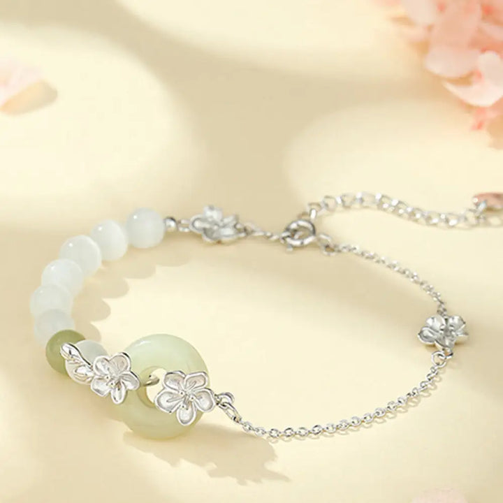 Buddha Stones Chrysoberyl Hetian Jade 999 Sterling Silver Love Bracelet - BWOOOH - Chrysoberyl Hetian Jade 999 Sterling