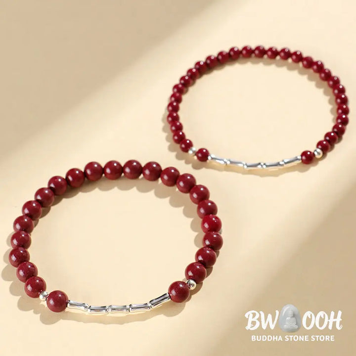 Buddha Stones Cinnabar 925 Sterling Silver Calm Concentration Bracelet - Bracelet