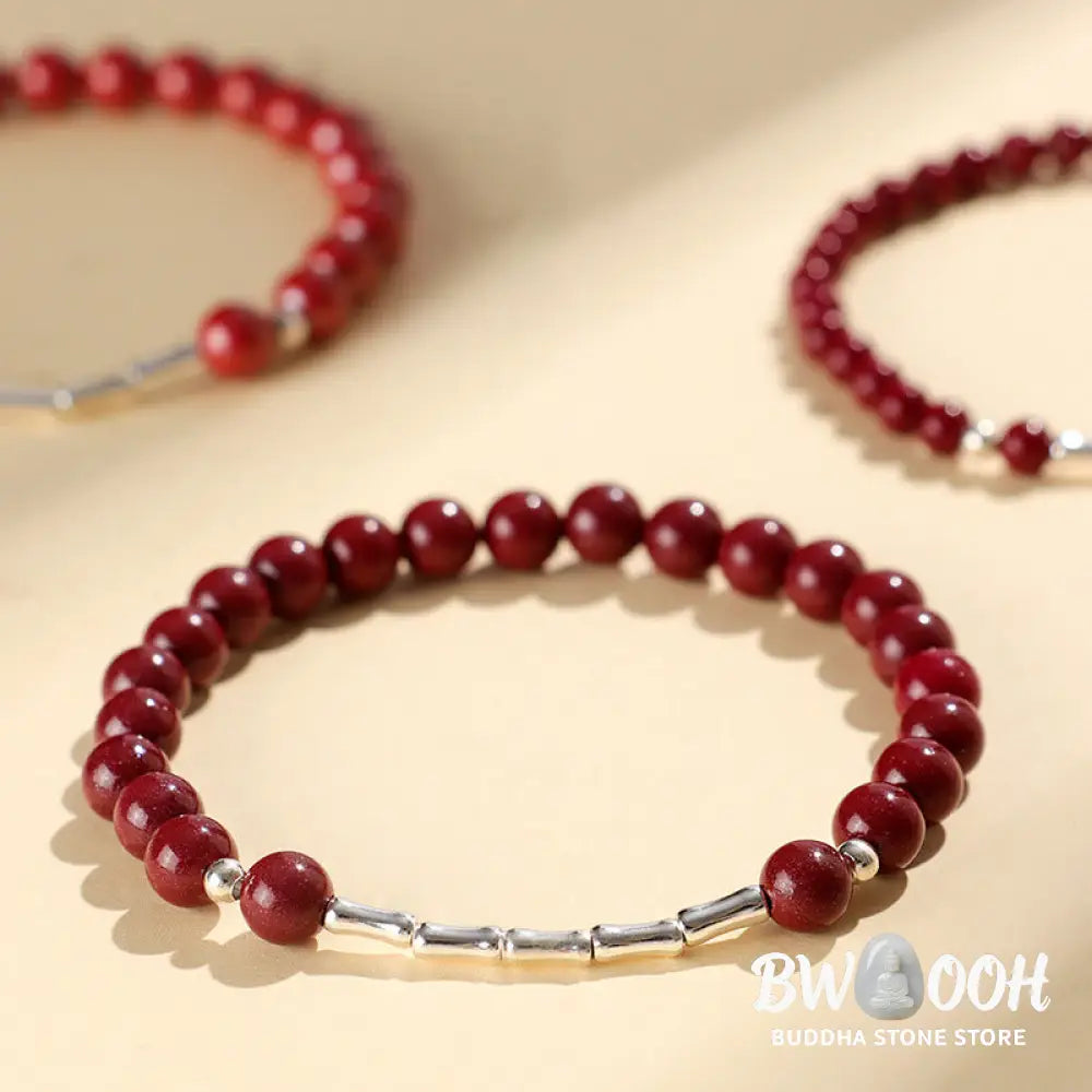 Buddha Stones Cinnabar 925 Sterling Silver Calm Concentration Bracelet - Bracelet