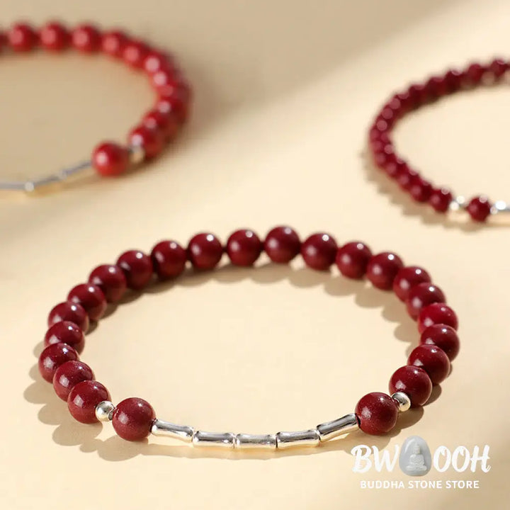 Buddha Stones Cinnabar 925 Sterling Silver Calm Concentration Bracelet - Bracelet