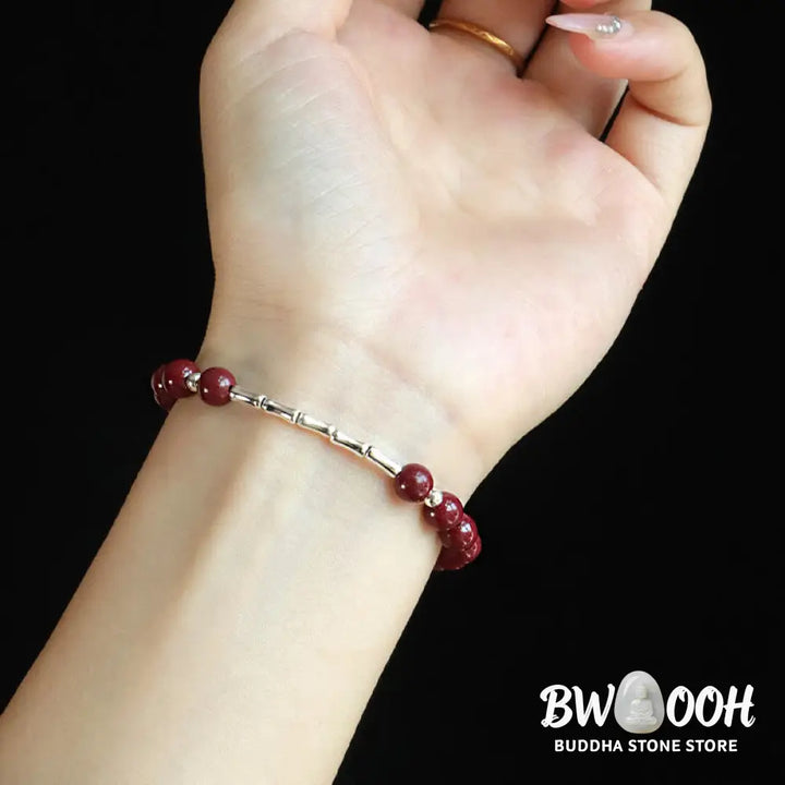 Buddha Stones Cinnabar 925 Sterling Silver Calm Concentration Bracelet - Bracelet