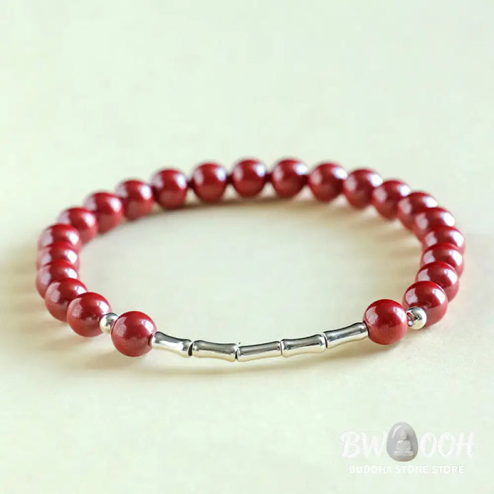 Buddha Stones Cinnabar 925 Sterling Silver Calm Concentration Bracelet - Bracelet