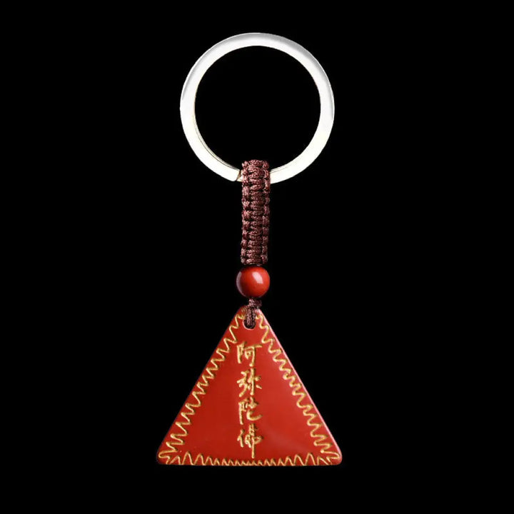 Buddha Stones Cinnabar Amitabha Calm Necklace Pendant - BWOOOH - Orange-Red Cinnabar Gilded / Key Chain - Necklaces &amp;
