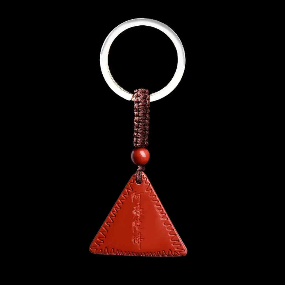 Buddha Stones Cinnabar Amitabha Calm Necklace Pendant - BWOOOH - Orange-Red Cinnabar / Key Chain - Necklaces &amp; Pendants